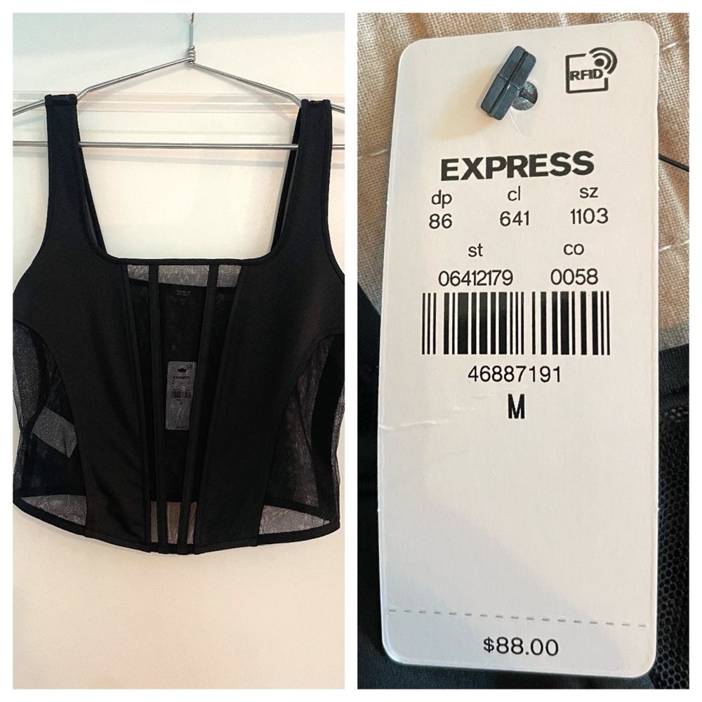 Express Black Sheer Bustier Tank Top - Never Worn Tags on $30